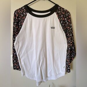 Women’s Vans Floral Sleeves Baseball T Size medium. EUC